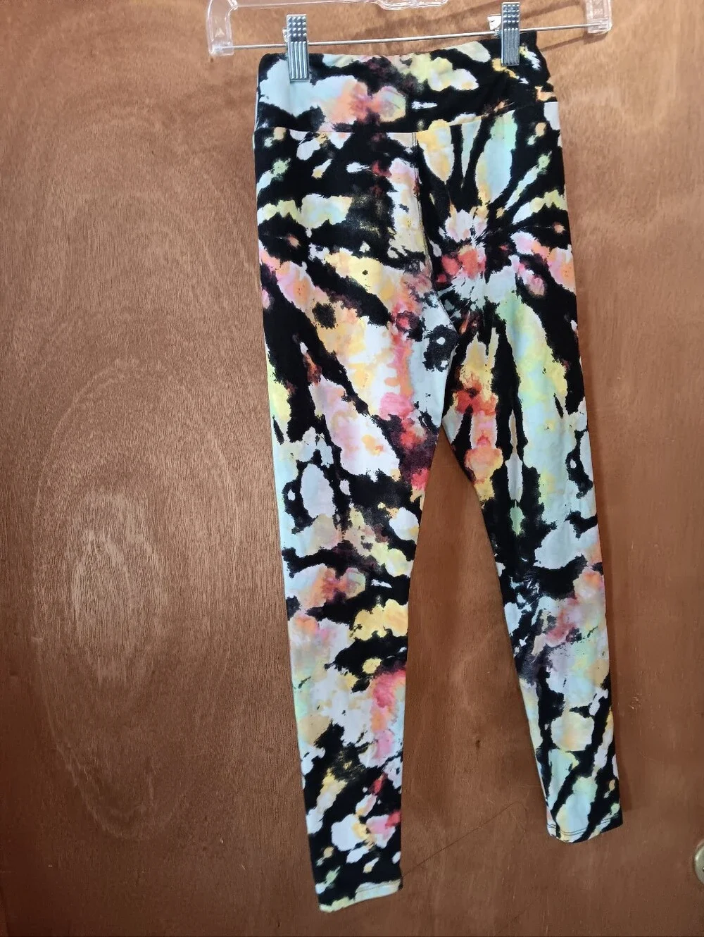 Lularoe Kids Tie-Dye Black Multicolor Leggings